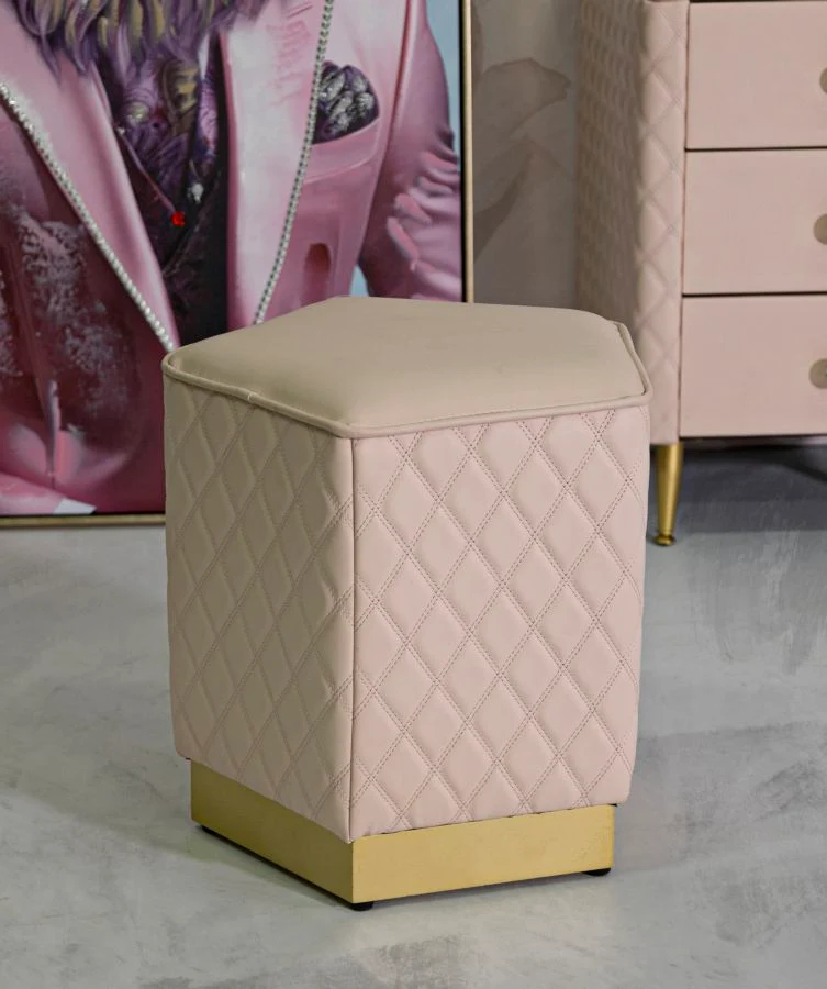Puff Pentagonale Sharon 38x38x38 cm in Pino e MDF e Metallo e Plastica
