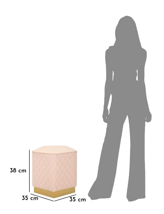 Puff Pentagonale Sharon 38x38x38 cm in Pino e MDF e Metallo e Plastica