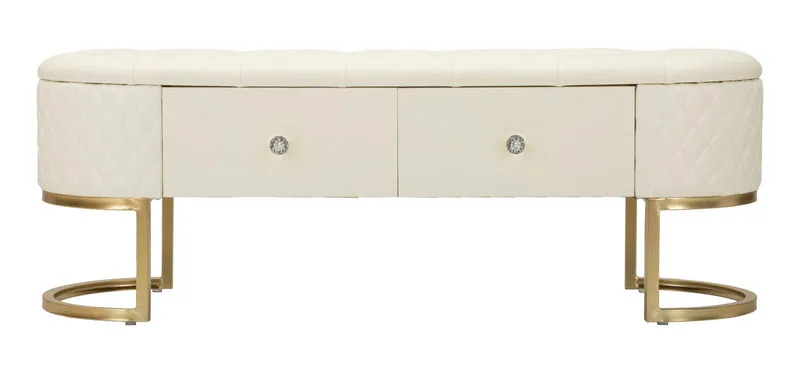 Panca con Cassetti Sharon 120x40x43 cm in Pino e MDF e Metallo e Plastica