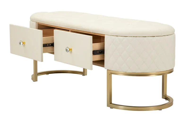 Panca con Cassetti Sharon 120x40x43 cm in Pino e MDF e Metallo e Plastica