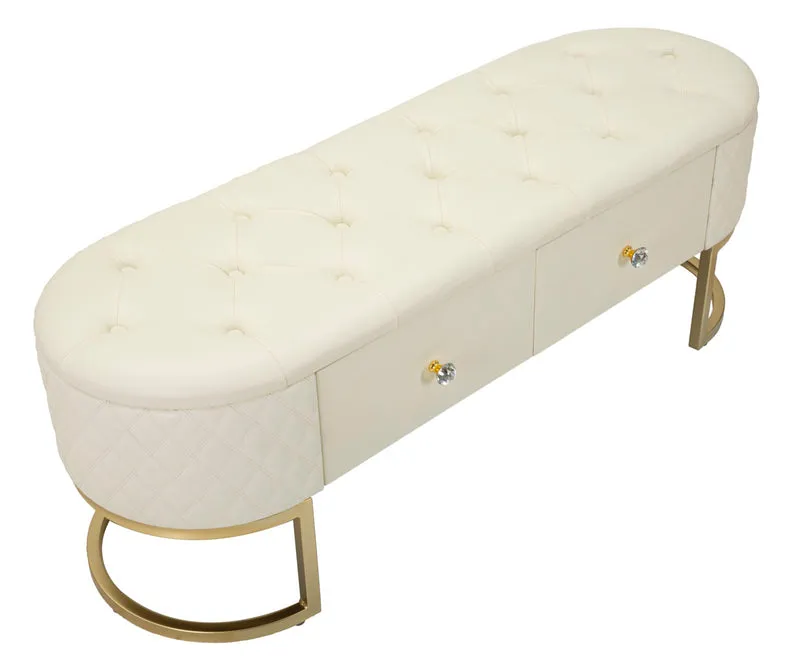 Panca con Cassetti Sharon 120x40x43 cm in Pino e MDF e Metallo e Plastica