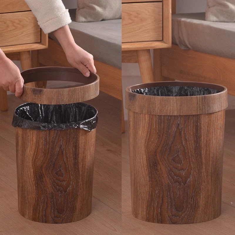 Minimalist Nordic Wooden Trash Bin