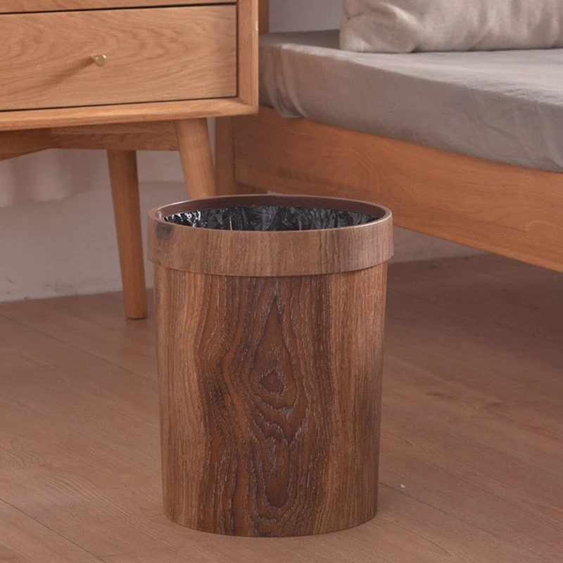 Minimalist Nordic Wooden Trash Bin