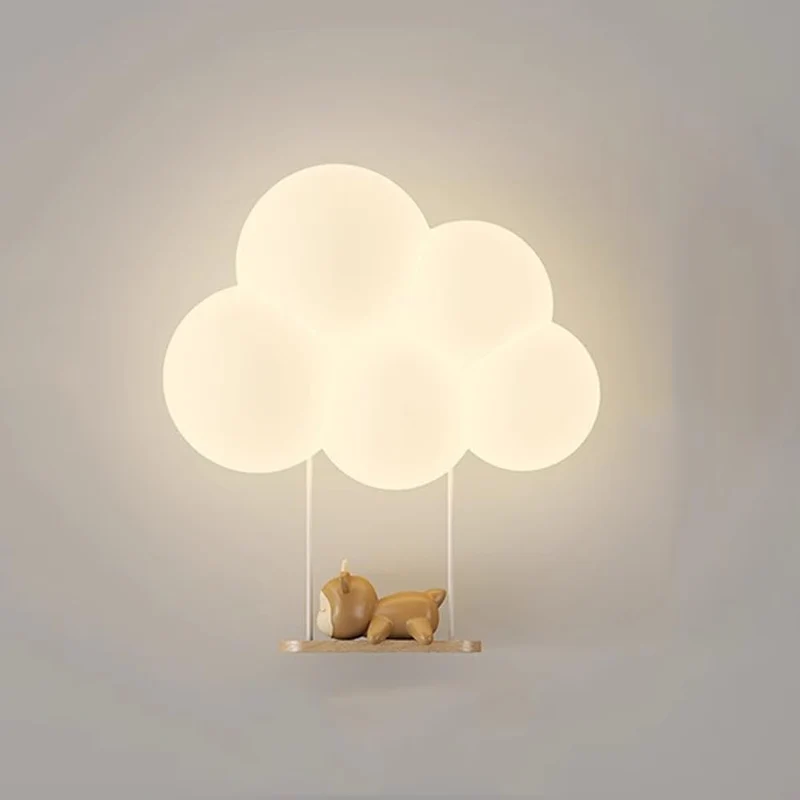 Modern Cloud-Shaped LED Wall Lamp with Animal Figure for Kids