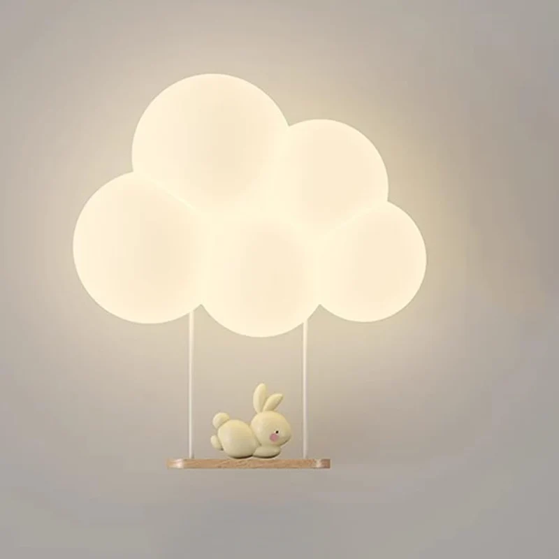 Modern Cloud-Shaped LED Wall Lamp with Animal Figure for Kids