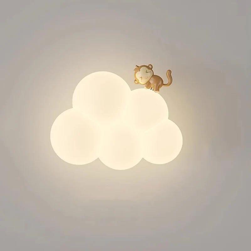 Modern Cloud-Shaped LED Wall Lamp with Animal Figure for Kids
