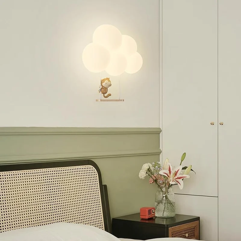 Modern Cloud-Shaped LED Wall Lamp with Animal Figure for Kids