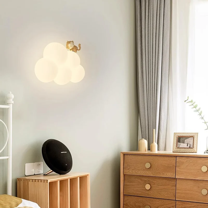Modern Cloud-Shaped LED Wall Lamp with Animal Figure for Kids
