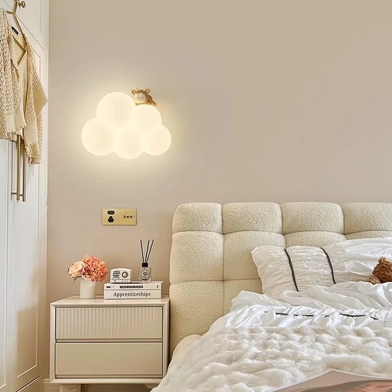 Modern Cloud-Shaped LED Wall Lamp with Animal Figure for Kids