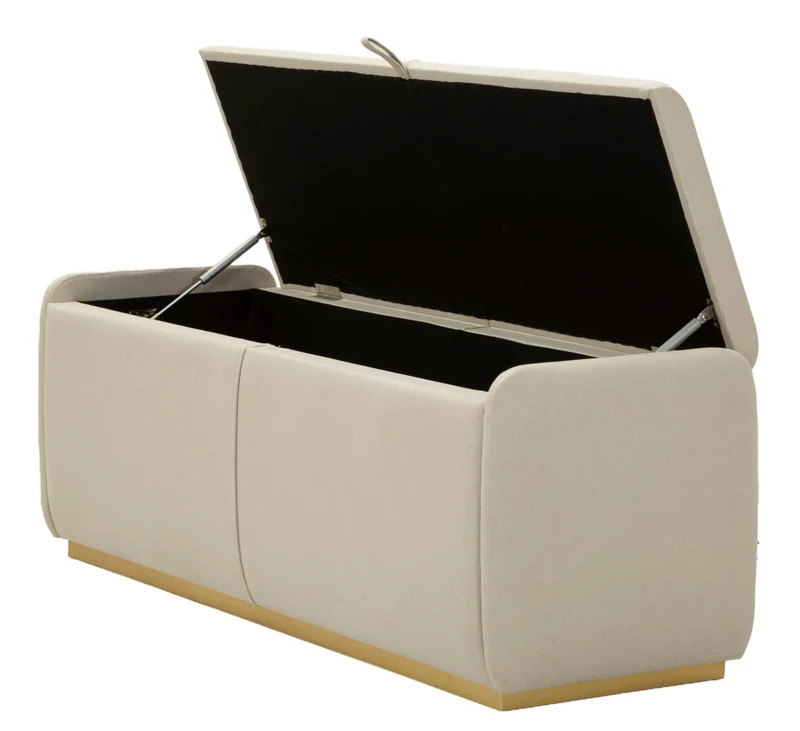 Panca con Contenitore Bauty 130x45x45 cm in Pino e MDF e Metallo