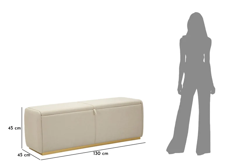 Panca con Contenitore Bauty 130x45x45 cm in Pino e MDF e Metallo