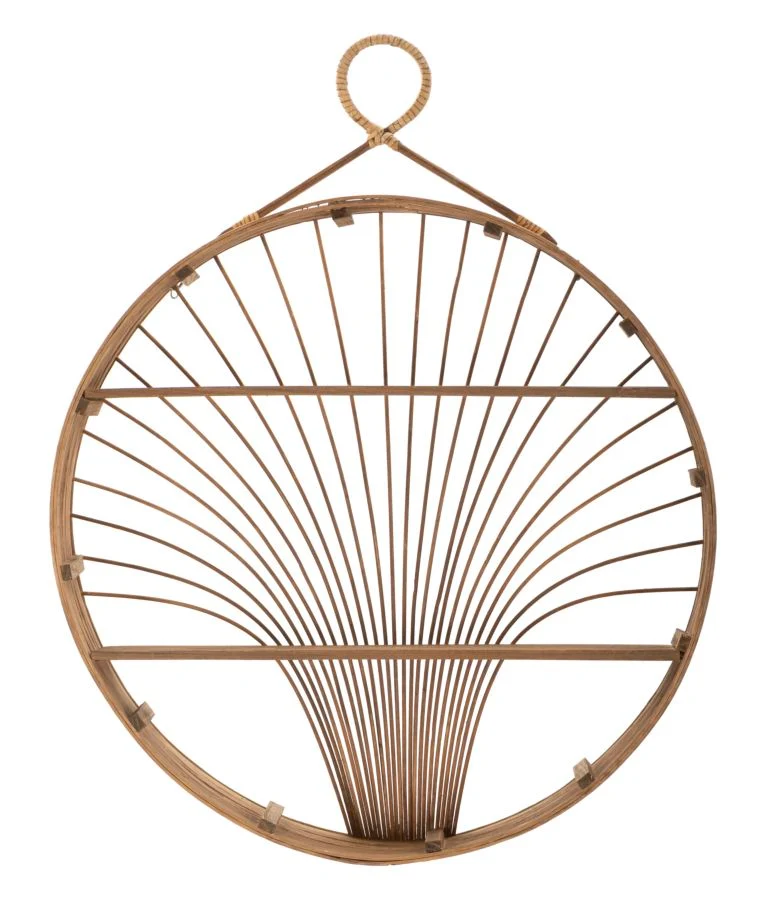 Decorazione da Parete con Mensole Bacheca Fuji 60,5x10,5x76 cm in Rattan Marrone