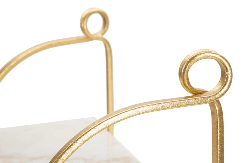 Mensola da Muro Marble 40x16x18 cm in Ferro e Marmo Oro e Bianco