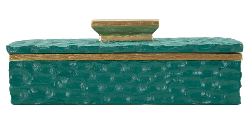 Cofanetto Grent 18,8x10,8x6,4 cm in Resina Verde e Oro