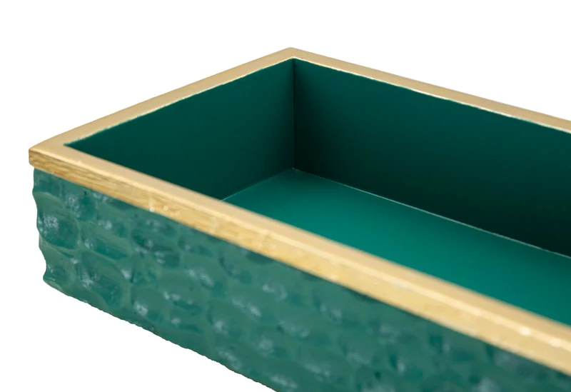 Cofanetto Grent 18,8x10,8x6,4 cm in Resina Verde e Oro
