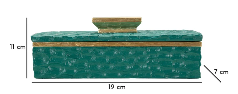 Cofanetto Grent 18,8x10,8x6,4 cm in Resina Verde e Oro