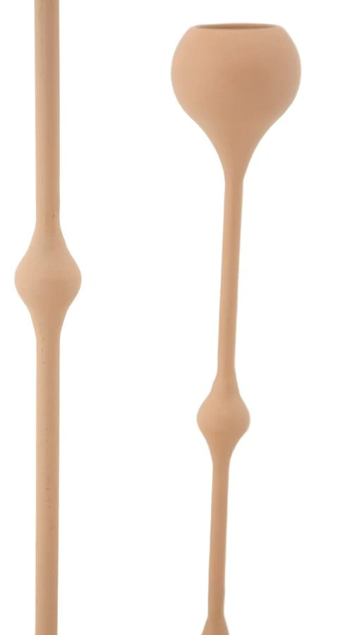 Porta Candele Slimmy Rosa Set 2 Pz Ø8x36 cm - Ø8x32 cm in Ferro Rosa e Oro
