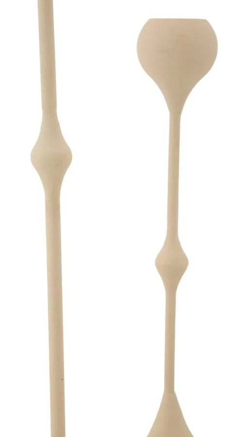 Porta Candele Slimmy Crema Set 2 Pz Ø8x36 cm - Ø8x32 cm in Ferro Crema e Oro