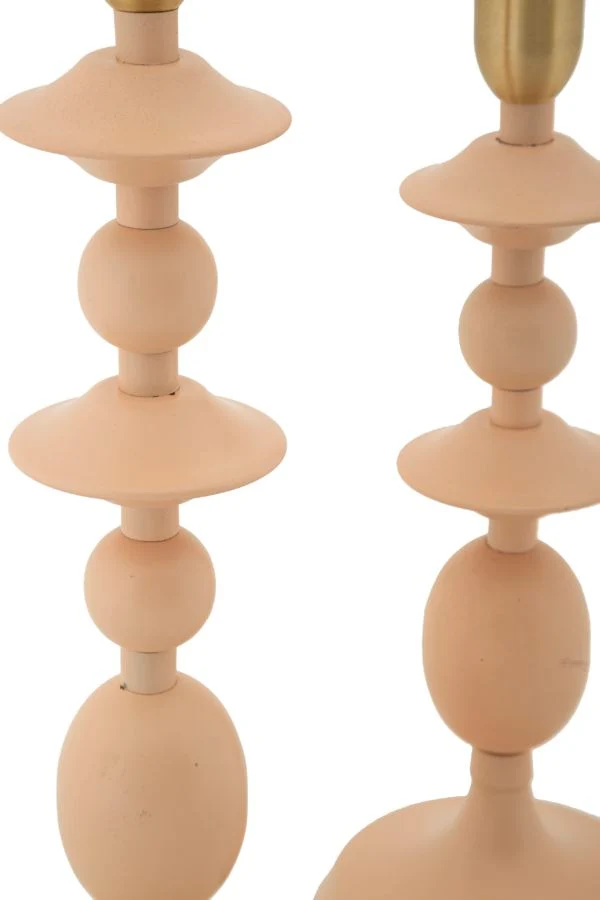 Porta Candele Gemini Rosa Set 2 Pz Ø10x33 cm - Ø10x29 cm in Ferro Rosa e Oro