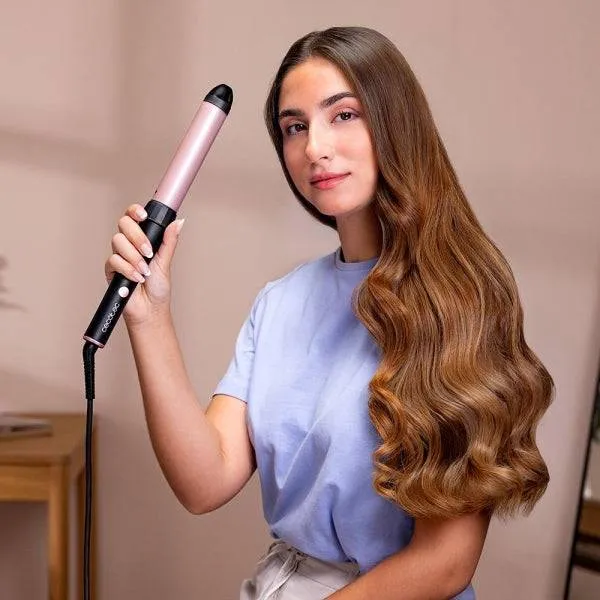 Cecotec SurfCare 3200 TwistWaves Arricciacapelli da 32mm - Collo a 90 Gradi - Temperatura Regolabile fino a 200°C - Testine Incluse - Rivestimento Ceramico - Colore Nero