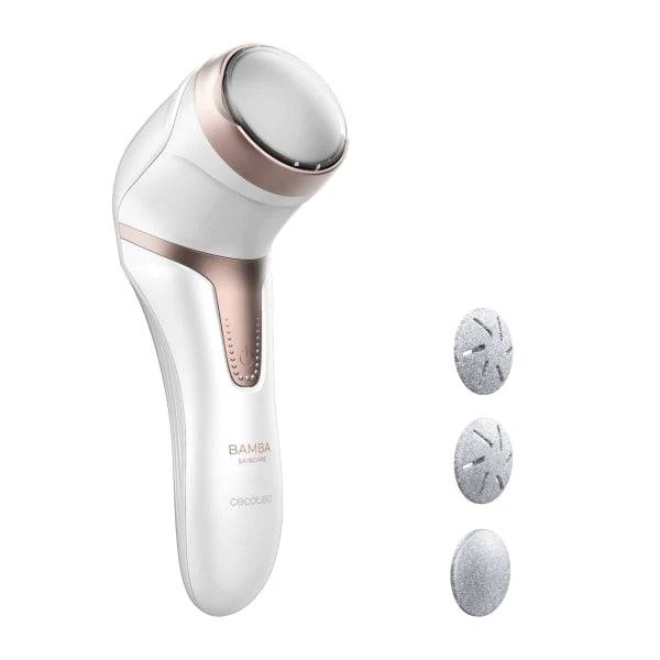 Cecotec Bamba SkinCare Limapiedi Elettrica - Batteria Ricaricabile - Dischi di Diverse Durezze - Funzione Aspirazione - Uso Wireless e con Cavo - Autonomia 100min - Colore Bianco e Rosa