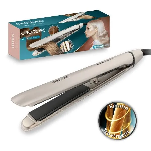 Cecotec Lisse 880 HidraProtect Piastra per Capelli - Cavo 360º da 1.6m - Scorrimento Ultradelicato - Ioni Negativi - Piastre Flottanti 3D - Temperatura da 160 a 220°C - Colore Bianco