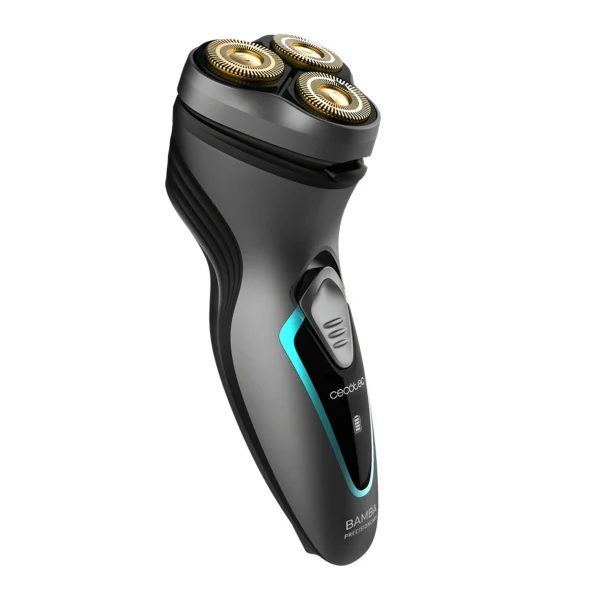 Cecotec Bamba PrecisionCare PerfectCut Rasoio Rotativo - Rivestimento in Titanio - Testina 3D Adattabile - Autonomia fino a 40min - Pulizia Facile - Manico Ergonomico - Colore Grigio