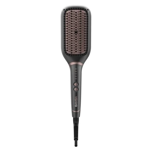 Cecotec Bamba InstantCare SquareBrush Spazzola Lisciante - Rivestimento Ceramico - Temperatura Regolabile - Tecnologia agli Ioni - Spegnimento Automatico dopo 45min - Cavo Girevole 360º - Indicatore LED - Colore Grigio