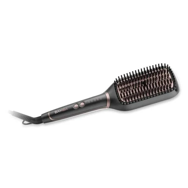 Cecotec Bamba InstantCare SquareBrush Spazzola Lisciante - Rivestimento Ceramico - Temperatura Regolabile - Tecnologia agli Ioni - Spegnimento Automatico dopo 45min - Cavo Girevole 360º - Indicatore LED - Colore Grigio