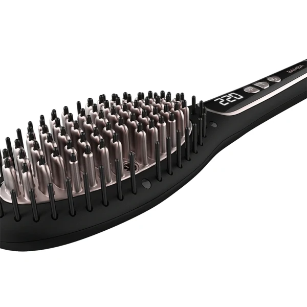 Cecotec Bamba Instantcare 900 Perfect Brush Spazzola Lisciante - Temperatura Regolabile - Tecnologia agli Ioni - Controllo Digitale LED - Spegnimento Automatico - Cavo 360º da 3m - Ergonomico e Sicuro - Colore Nero