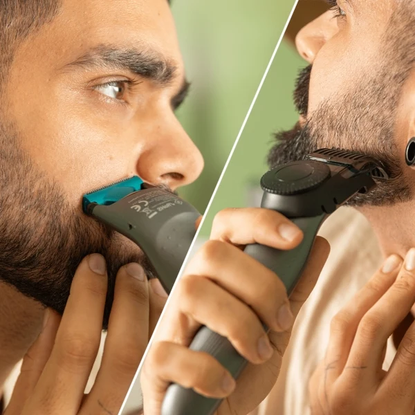 Cecotec Bamba PrecisionCare OneShave Rasoio Rifilatore 2 in 1 - Uso Wireless - Lame in Acciaio Inox - Pettine Regolabile da 0.5 a 10mm - Ergonomico - Protezione Lame - Colore Grigio
