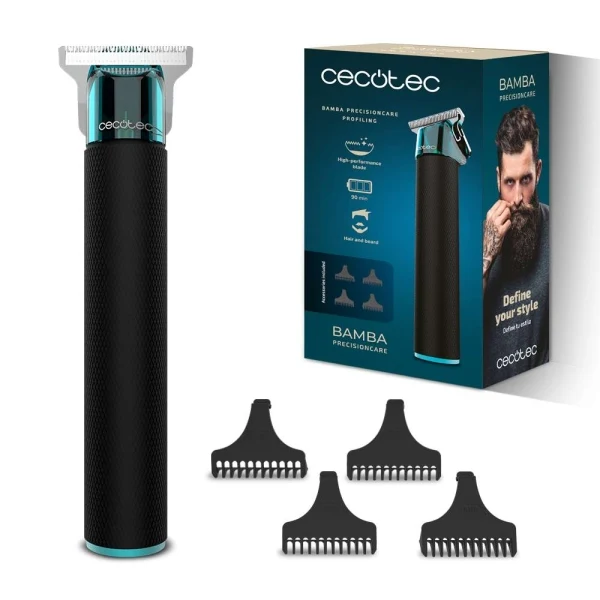 Cecotec PrecisionCare Profiling Tagliacapelli Wireless - Lama in Acciaio Inox - Include 4 Pettini Guida - Ergonomico - Autonomia 90min - Kit di Manutenzione Incluso - Colore Nero