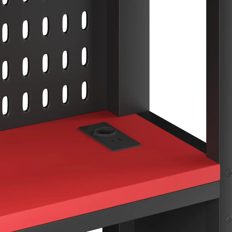 Letto a soppalco 140x200 con scrivania; LED RGB e scaffali laterali; nero