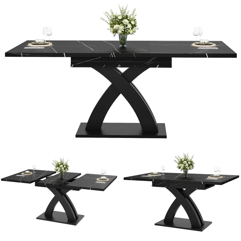Isola cucina con tavolo allungabile 120-197 cm; ante scorrevoli stile fienile; bianca