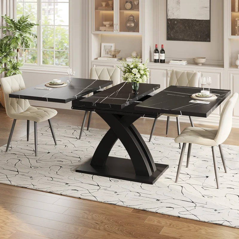 Isola cucina con tavolo allungabile 120-197 cm; ante scorrevoli stile fienile; bianca
