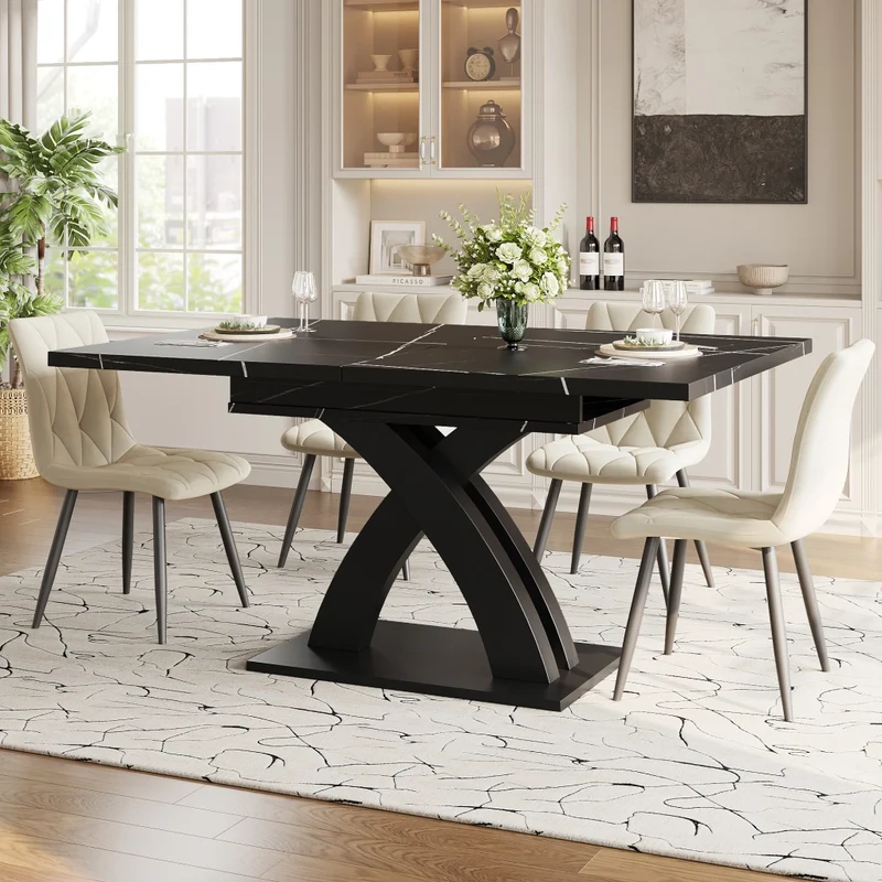 Isola cucina con tavolo allungabile 120-197 cm; ante scorrevoli stile fienile; bianca