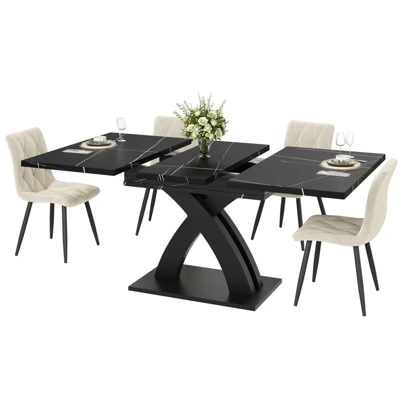 Isola cucina con tavolo allungabile 120-197 cm; ante scorrevoli stile fienile; bianca