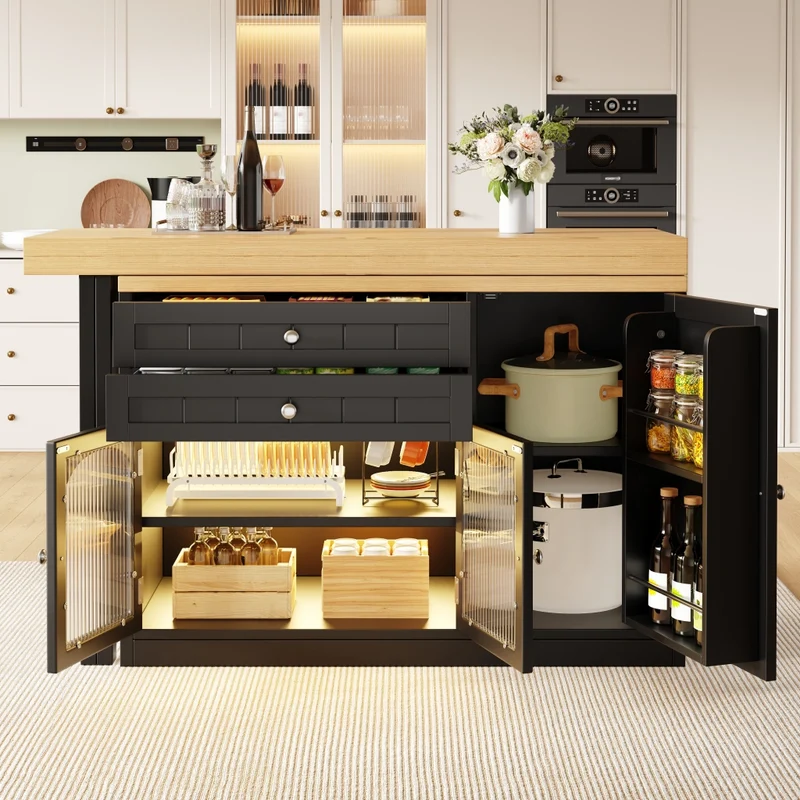Tavolo da pranzo allungabile con contenitore interno; 118-158 x 118 x 76 cm; MDF e metallo; marrone naturale