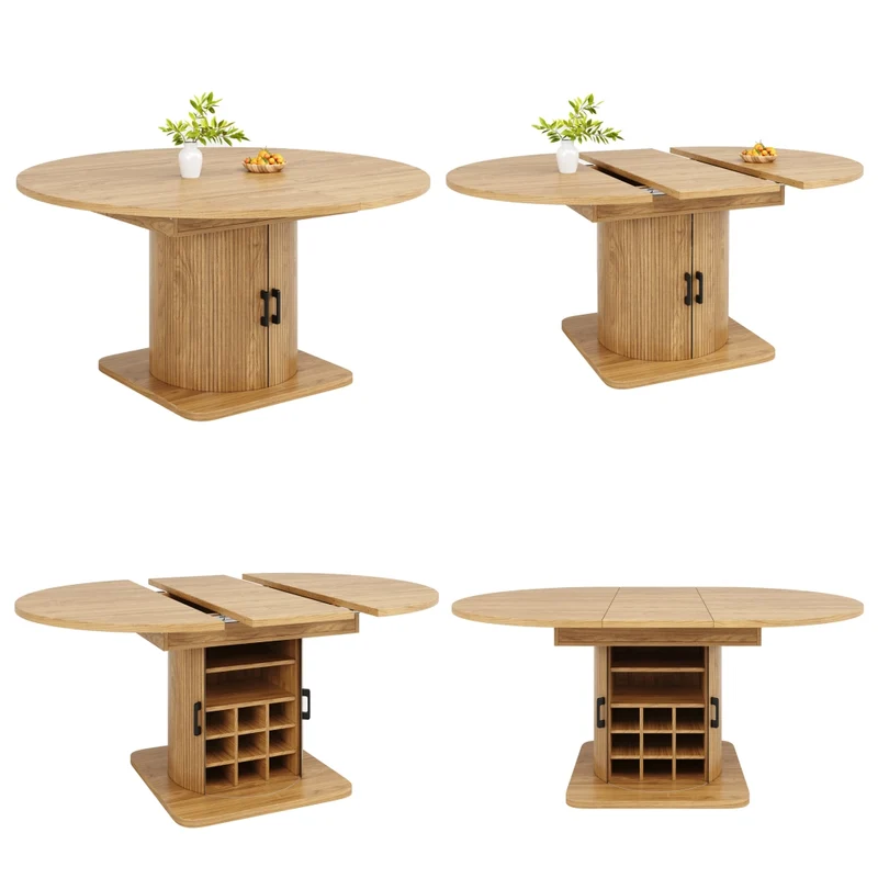Tavolo bar con contenitore allungabile 120-197 cm; MDF nero; isola cucina salvaspazio