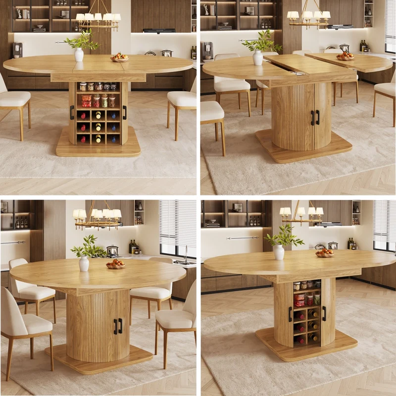 Tavolo bar con contenitore allungabile 120-197 cm; MDF nero; isola cucina salvaspazio