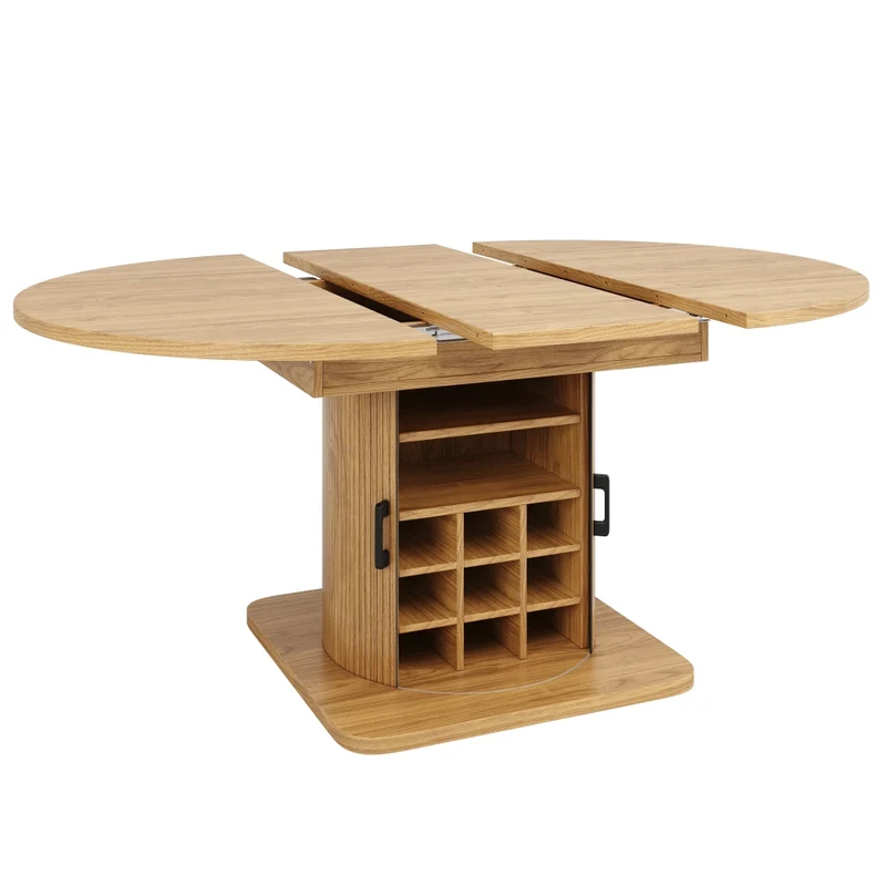 Tavolo bar con contenitore allungabile 120-197 cm; MDF nero; isola cucina salvaspazio
