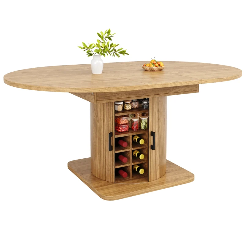 Tavolo bar con contenitore allungabile 120-197 cm; MDF nero; isola cucina salvaspazio
