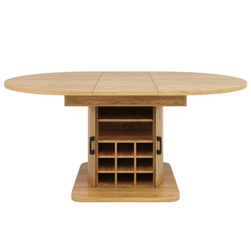 Tavolo bar con contenitore allungabile 120-197 cm; MDF nero; isola cucina salvaspazio
