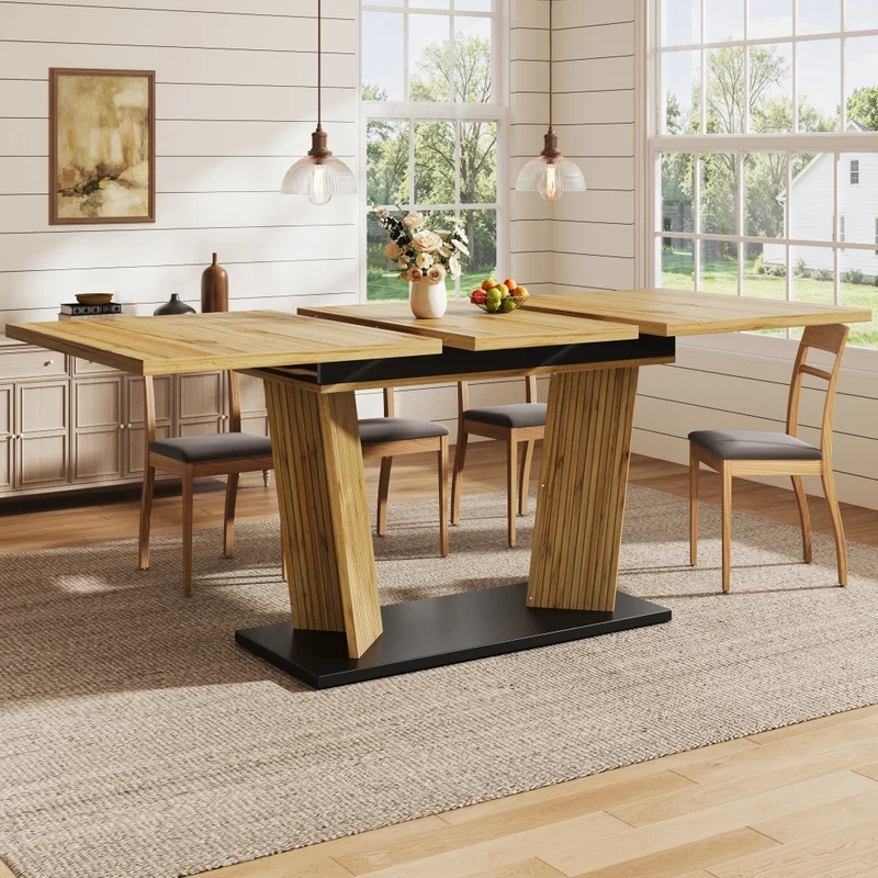 Tavolo da pranzo ovale allungabile 110-149;8 cm con mobile contenitore; MDF; effetto noce o nero opaco