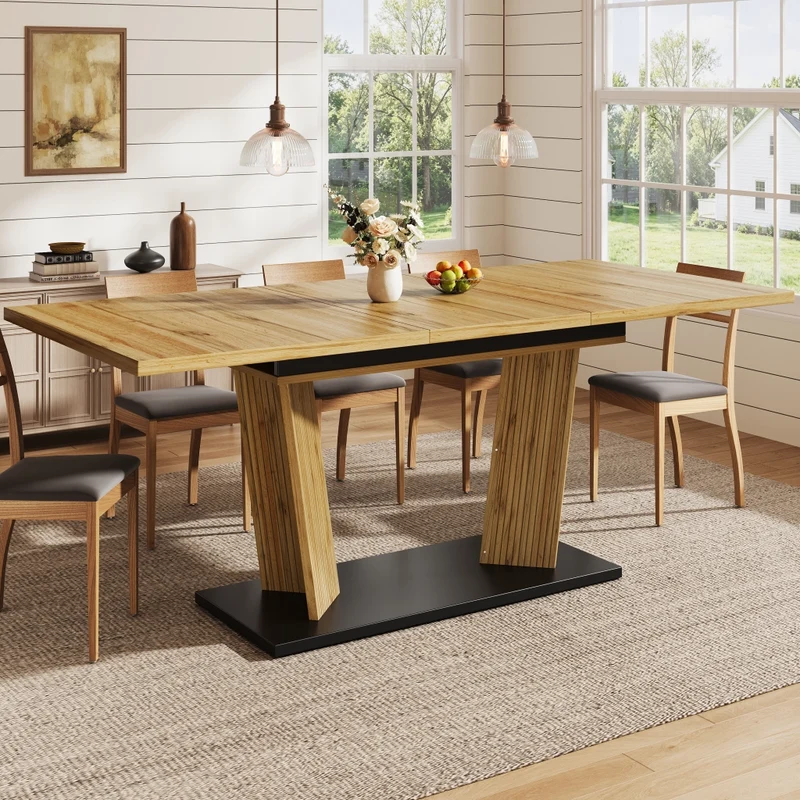 Tavolo da pranzo ovale allungabile 110-149;8 cm con mobile contenitore; MDF; effetto noce o nero opaco
