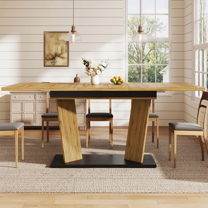 Tavolo da pranzo ovale allungabile 110-149;8 cm con mobile contenitore; MDF; effetto noce o nero opaco
