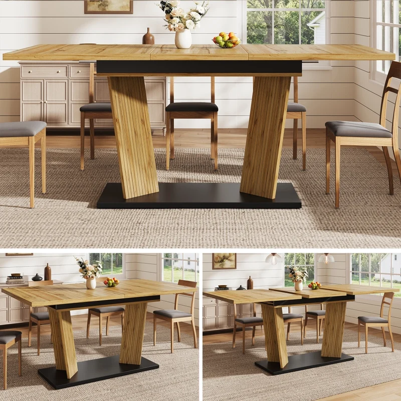 Tavolo da pranzo ovale allungabile 110-149;8 cm con mobile contenitore; MDF; effetto noce o nero opaco