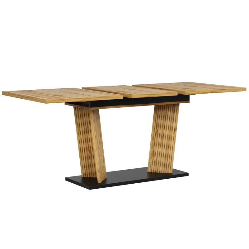 Tavolo da pranzo ovale allungabile 110-149;8 cm con mobile contenitore; MDF; effetto noce o nero opaco