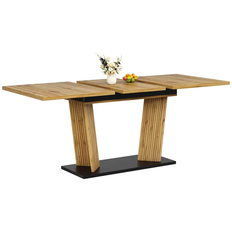 Tavolo da pranzo ovale allungabile 110-149;8 cm con mobile contenitore; MDF; effetto noce o nero opaco