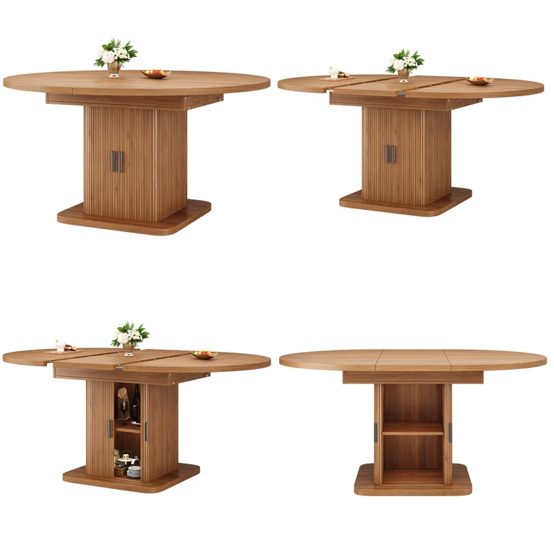 Tavolo da pranzo allungabile da 120 a 160 cm; effetto legno; marrone scuro per cucina e sala da pranzo